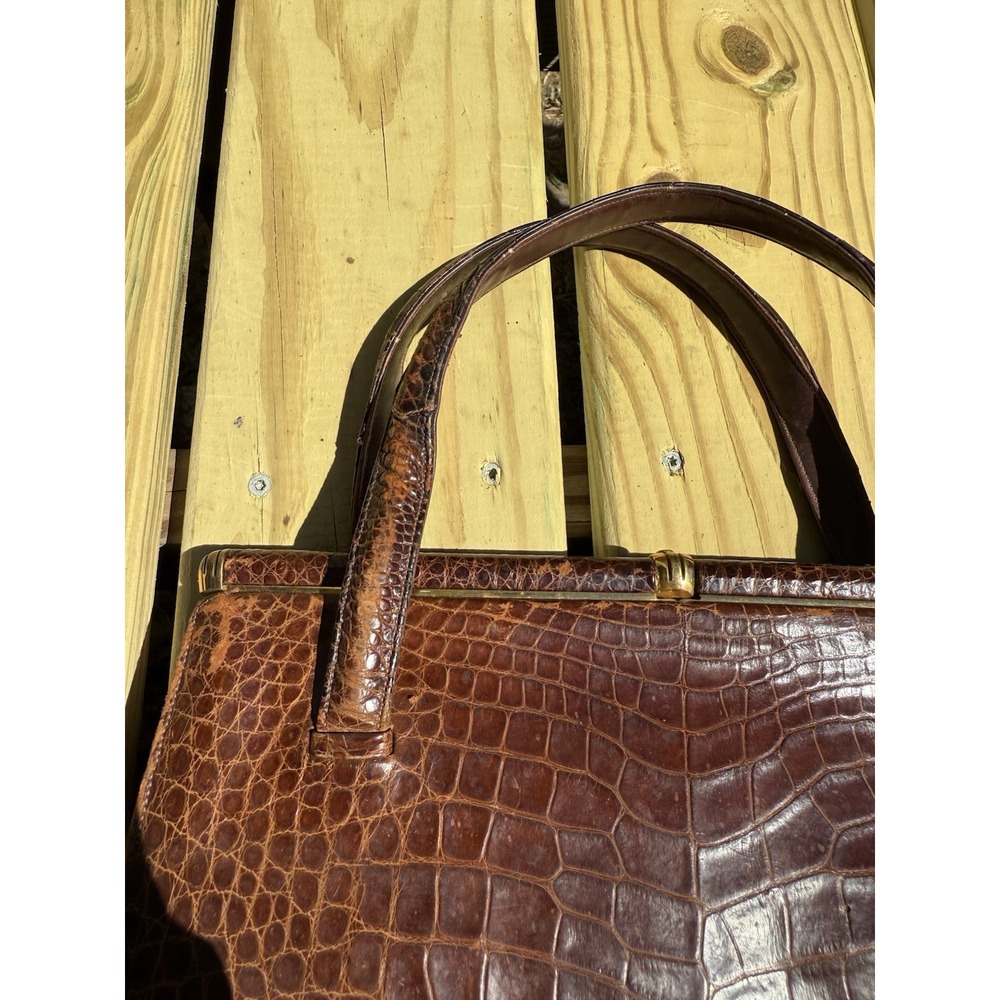 Vintage Lucille De Paris Saks 5th Avenue Brown Alligator Purse Handbag - Picture 10 of 16
